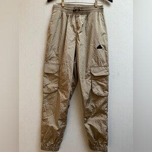 Adidas Beige Nylon Cargo Track Pants Mesh Lined Sz S